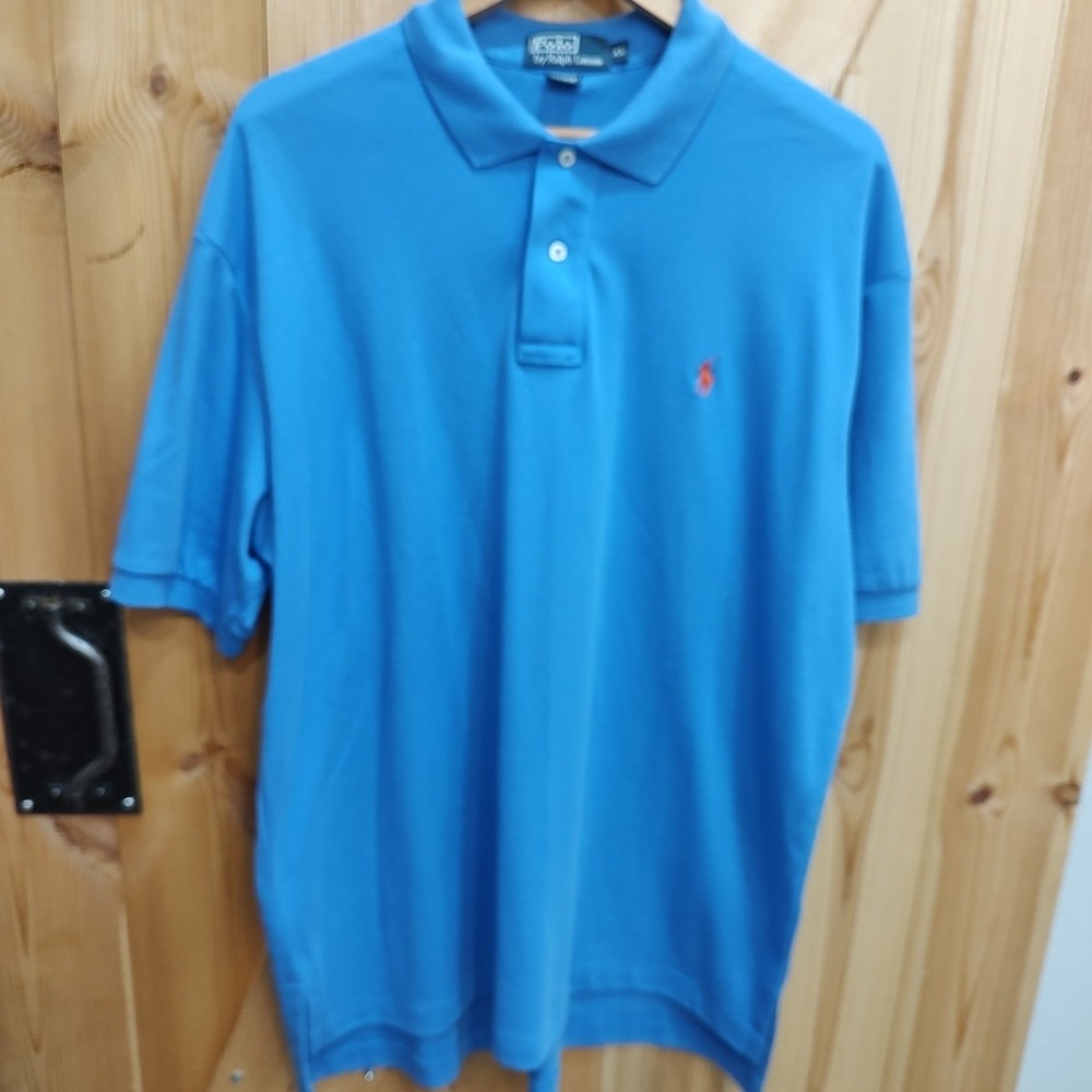 Polo Ralph Lauren Blue Classic Polo Shirt with Embroidered Logo Sz XL Simple
